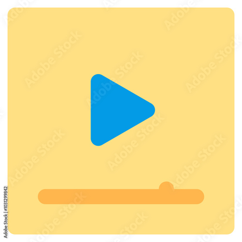 A blue play button icon on a yellow background.