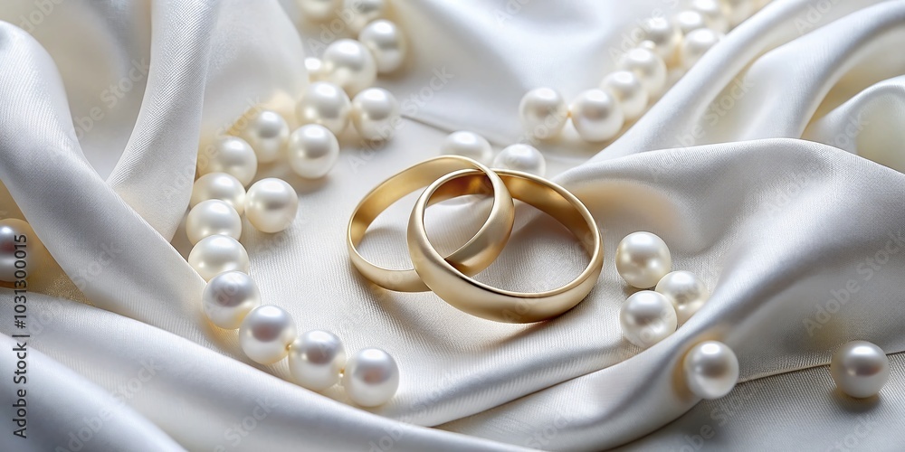 Chic Wedding Background with Gold Rings on Satin for Elegant Postcards Chic Wedding Background with Gold Rings on Satin for Elegant Postcards