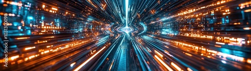 3D Tunnel of Spirals and Lights