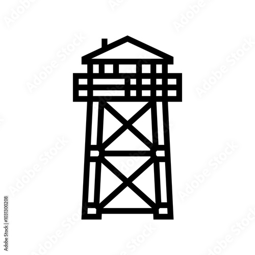 firewatch tower wildfire disaster line icon vector. firewatch tower wildfire disaster sign. isolated contour symbol black illustration