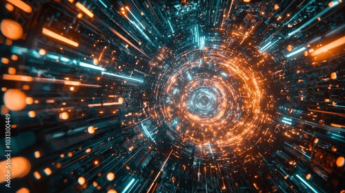 Luminous Vortex with Glowing Particles and Motion Effects