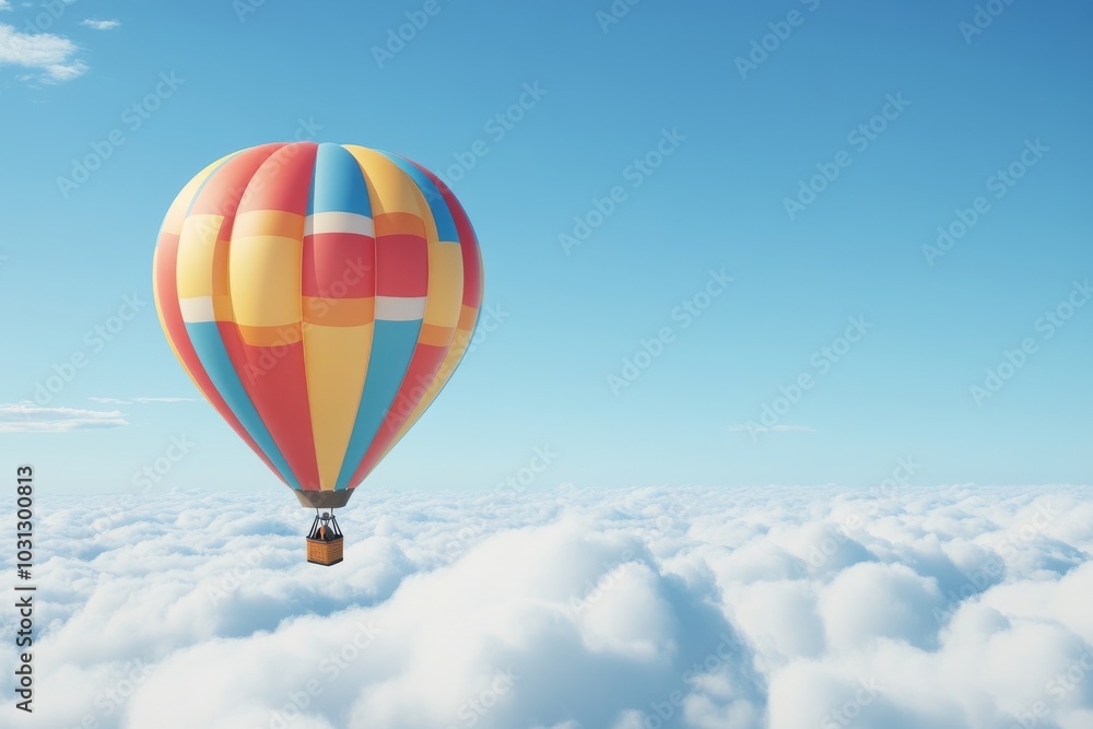 Fototapeta premium Vibrant Hot Air Balloon Soaring Above the Clouds