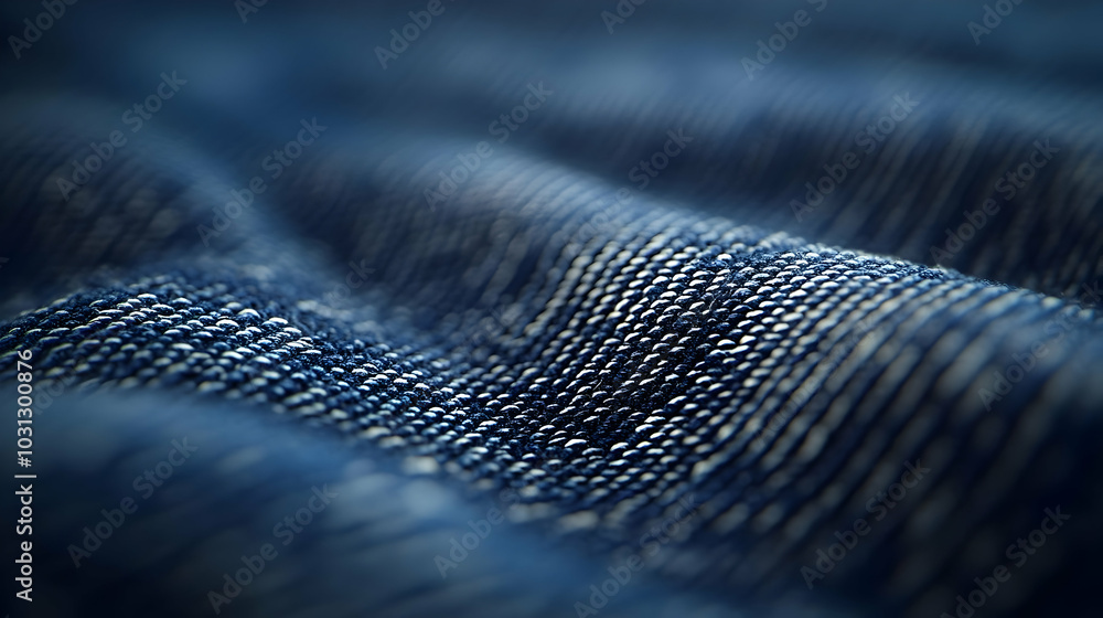 Close-up of textured denim fabric showcasing its weave and color. Close-up of textured denim fabric showcasing its weave and color.