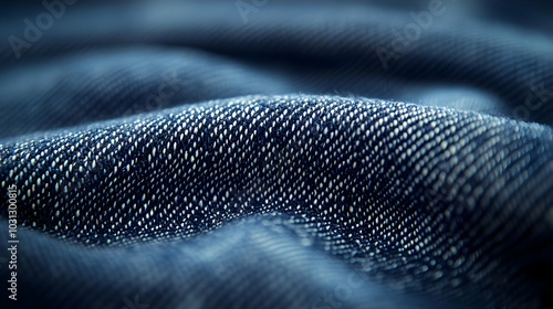 Close-up of textured denim ...