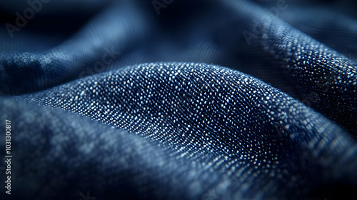 Close-up of textured denim ...