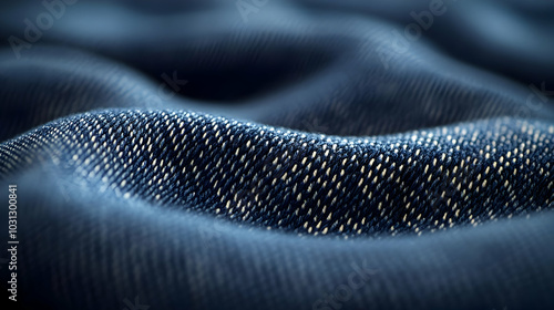 Close-up of textured denim ...