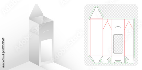 Souvenir Box packaging die cut template design. 3d mock-up die cut or die line Box packaging template design for bakery shops, products compartments unique designs, minimalist conceptual stationary