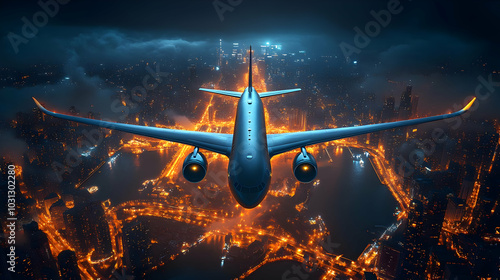 Aerial view of an illuminat...