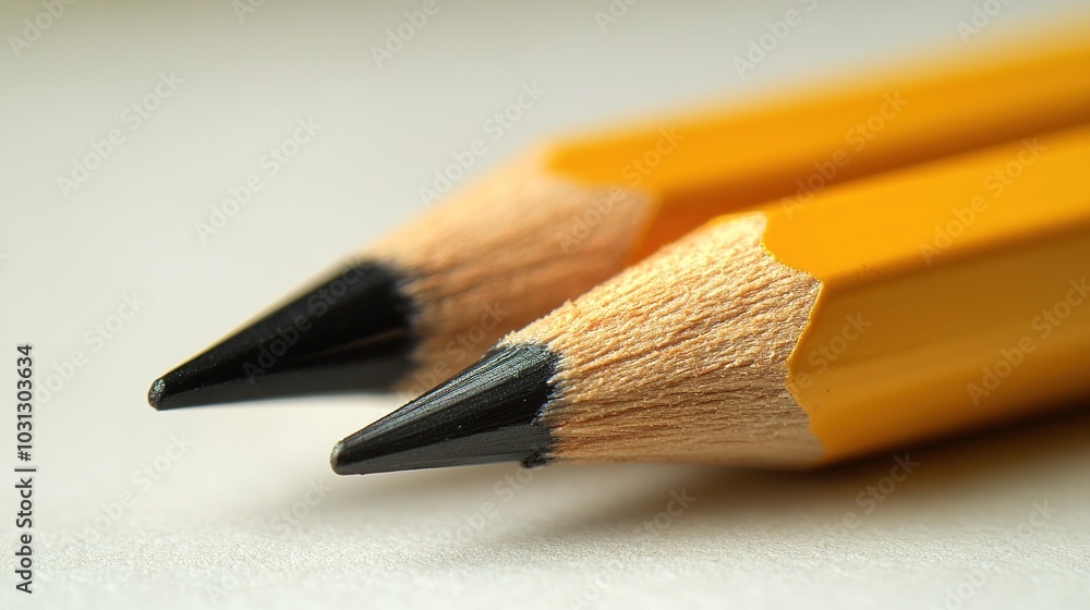 Obraz premium Pencil and Pen on White Background, Simple and Elegant Stationery for Writing and Drawing.