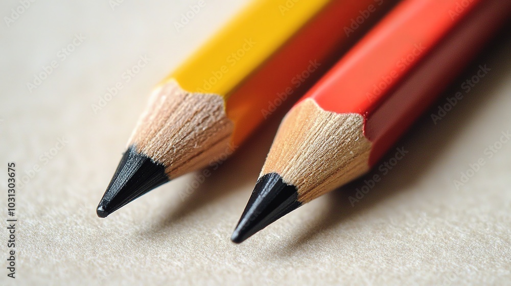 Pencil and Pen on White Background, Simple and Elegant Stationery for Writing and Drawing. Pencil and Pen on White Background, Simple and Elegant Stationery for Writing and Drawing.