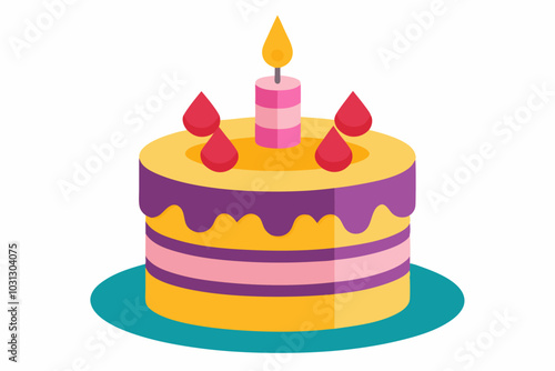  Beautiful birthday cake isolated on white background vector art illustration photo