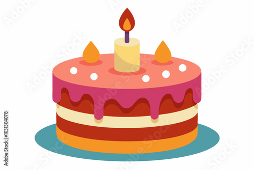  Beautiful birthday cake isolated on white background vector art illustration photo