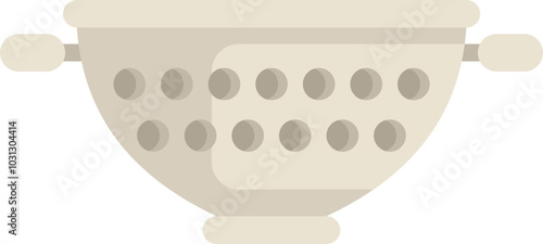 Metal colander straining food icon, flat isolated vector illustration showing kitchen utensil for draining