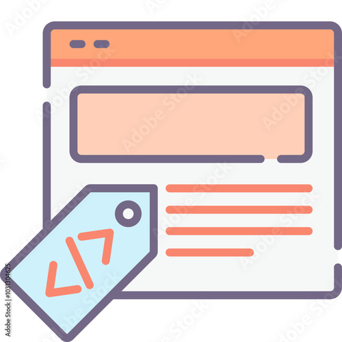 Colorful web page icon with tabs, a menu, and a square image.