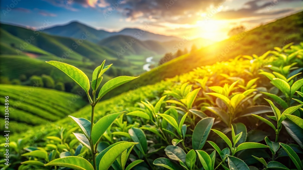 Close-Up Drone Photography of Fresh Tea Leaves in Lush Green Fields for Nature Lovers and Tea Enthusiasts Close-Up Drone Photography of Fresh Tea Leaves in Lush Green Fields for Nature Lovers and Tea Enthusiasts