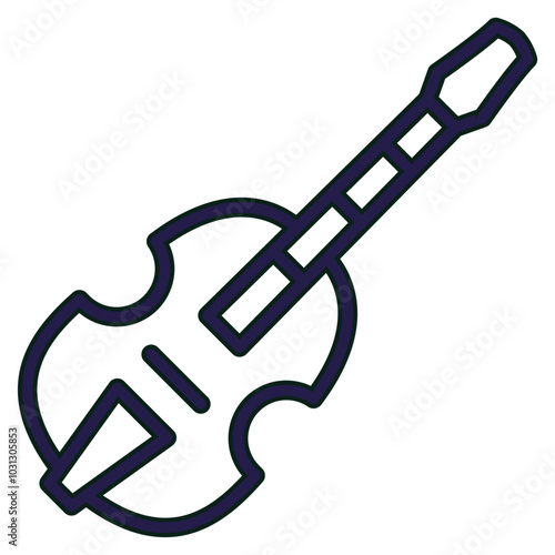 Line art illustration of a guitar.