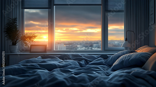 Cozy bedroom with a view of...