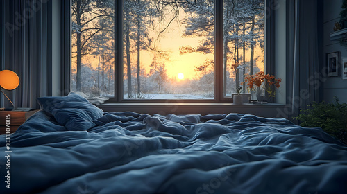 Cozy bedroom with a view of...