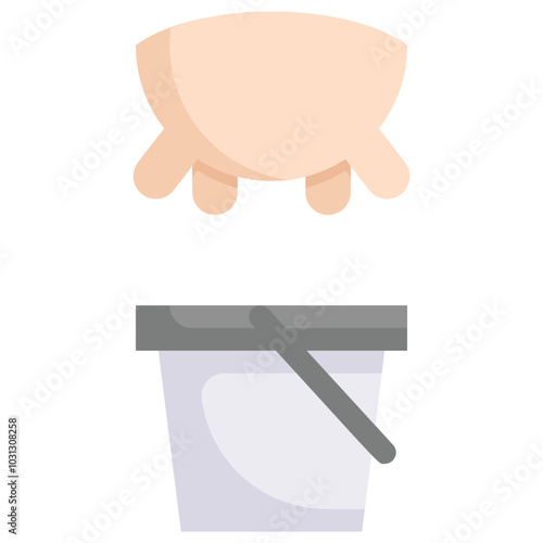 Cartoon illustration of a cow udder above a bucket.