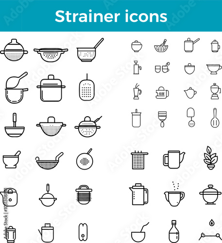 strainer icon kitchen utensil vector mesh sieve tool for draining sifting liquids
