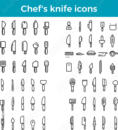chef's knife icon kitchen utensil vector sharp blade cutting tool food prep