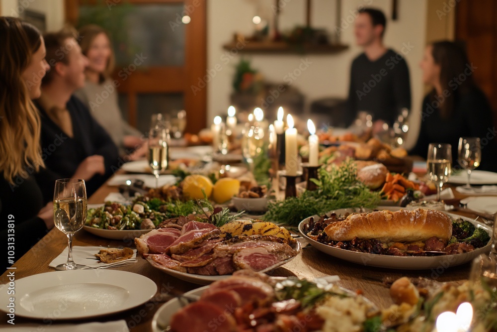 A group of friends enjoy a delicious meal together at a dinner party. A group of friends enjoy a delicious meal together at a dinner party.