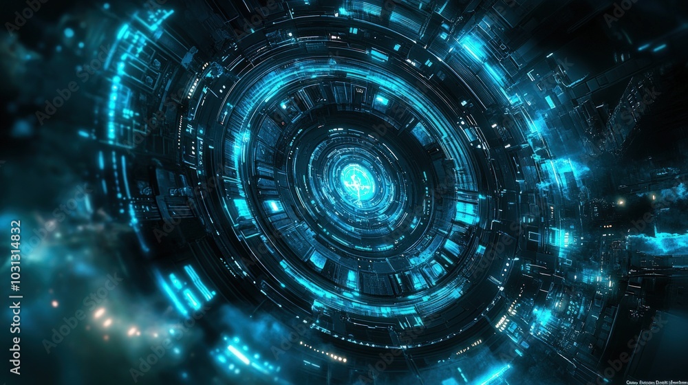 Abstract futuristic design with glowing blue lights. Abstract futuristic design with glowing blue lights.
