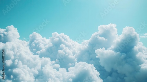 3d illustration of fluffy white clouds set against a blue background, with cutout effects creating depth and dimension, evoking a sense of freedom and airy lightness photo