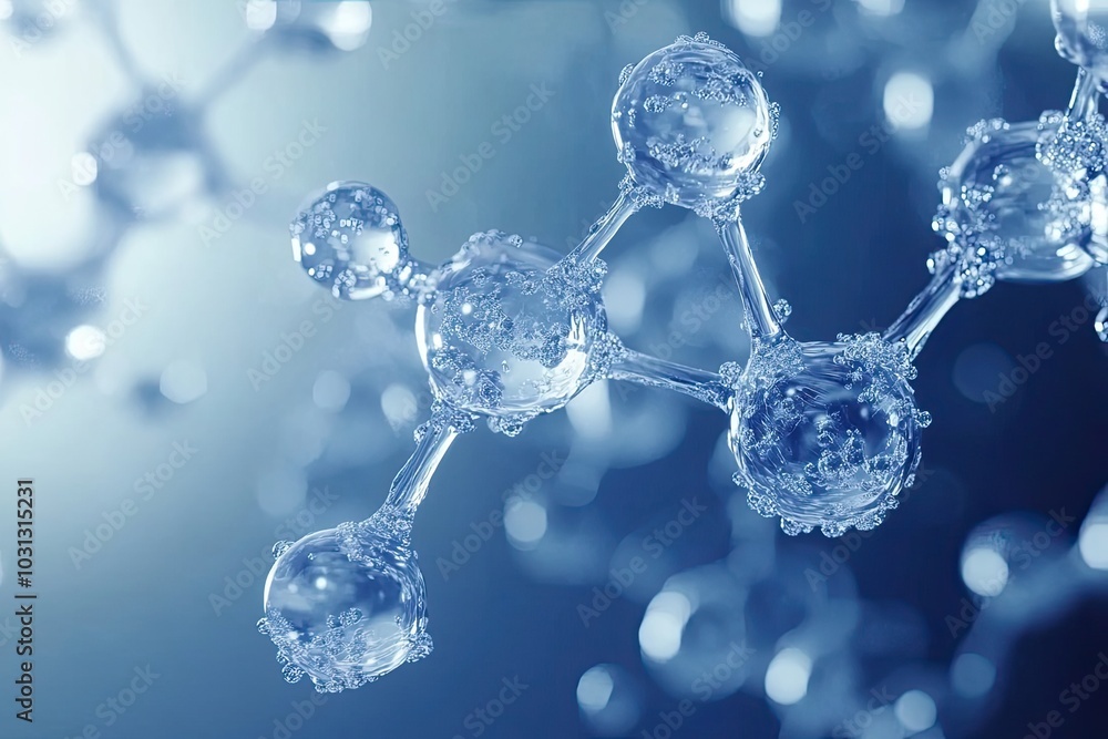 A Water Molecule Rendered with Tiny Bubbles A Water Molecule Rendered with Tiny Bubbles