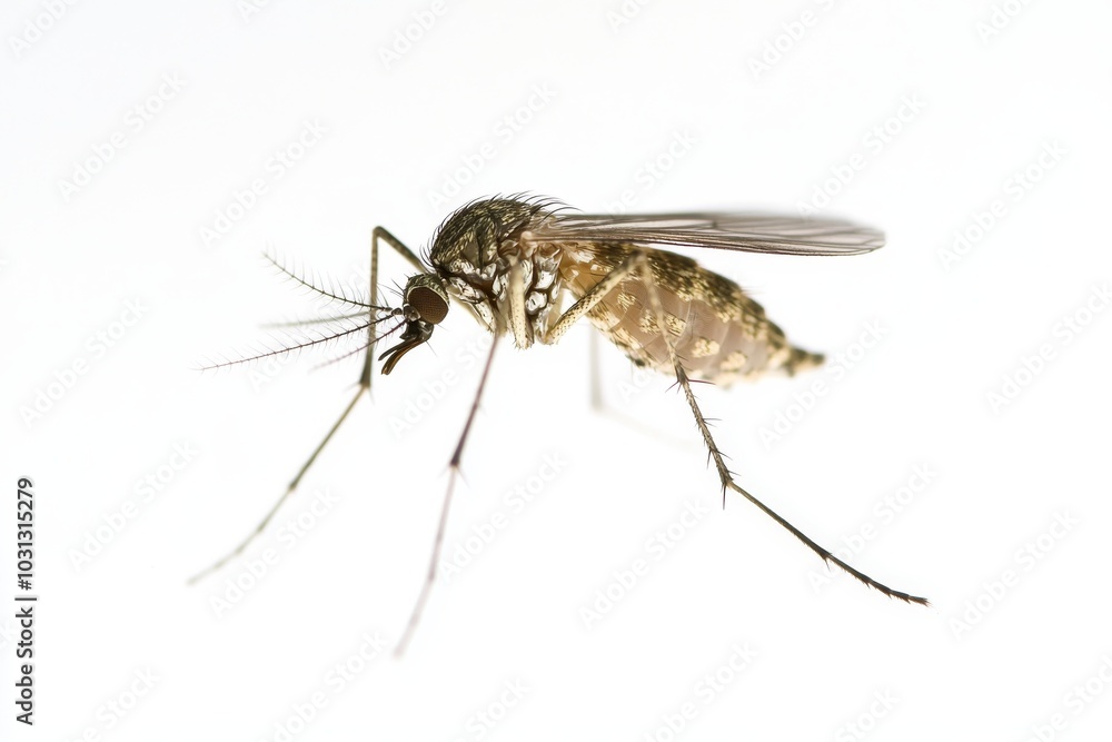 Macro Shot of a Mosquito Resting on a White Background Macro Shot of a Mosquito Resting on a White Background
