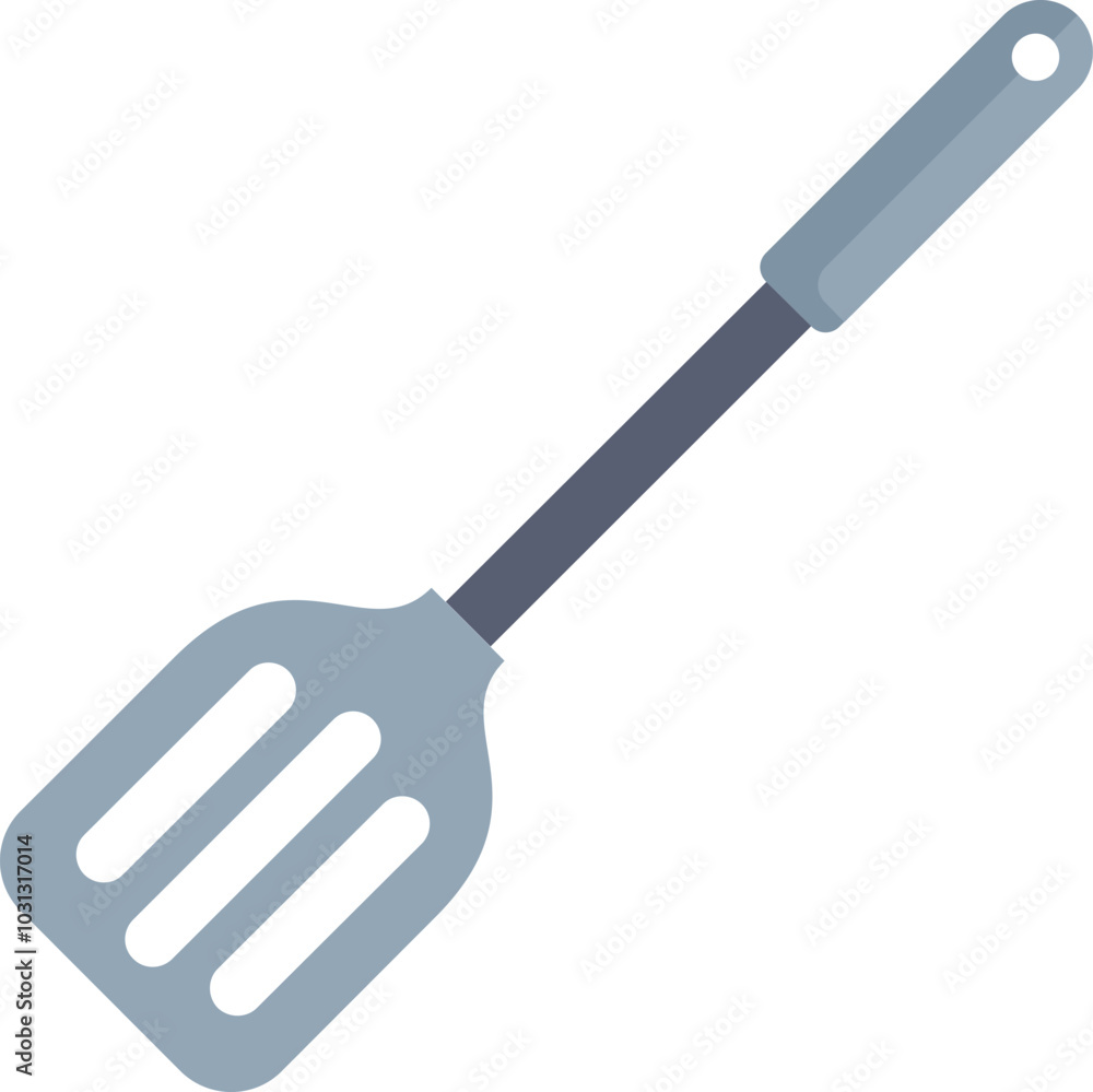Simple vector illustration of a kitchen spatula with holes lying on a white background Simple vector illustration of a kitchen spatula with holes lying on a white background
