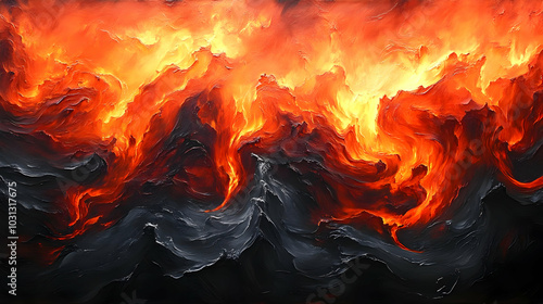 Abstract depiction of fiery...