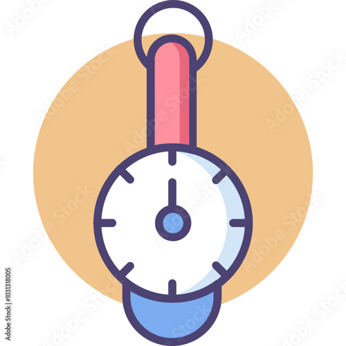 An illustration of a clock with a needle pointing to 12.
