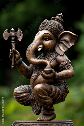 Bronze Ganesh statue, detailed craftsmanship photo