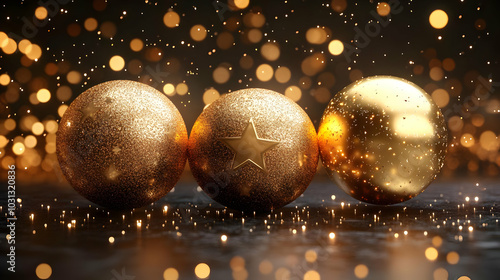 Three shimmering gold Chris...