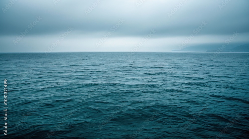 Calm Gray Ocean Under Overcast Sky Calm Gray Ocean Under Overcast Sky