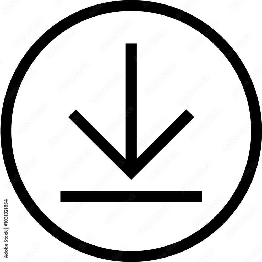 Black arrow pointing down inside a circle. Black arrow pointing down inside a circle.