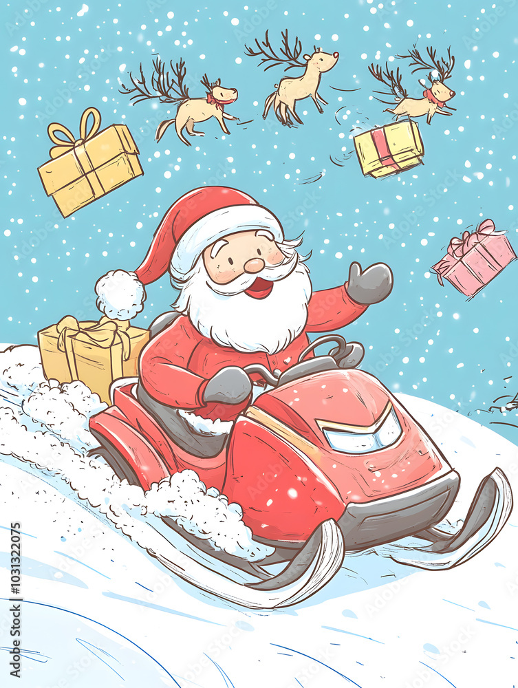 Obraz premium Doodle Christmas and New Year Cards - 2D Hand-drawn Illustrations on White Background