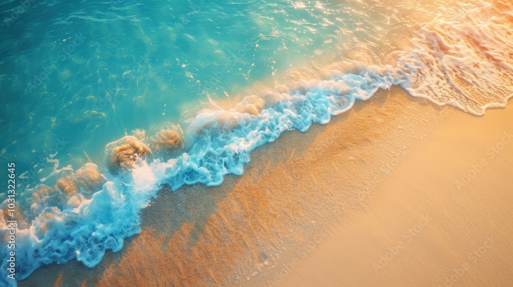 Tranquil Waves Lapping on Serene Sandy Beach Tranquil Waves Lapping on Serene Sandy Beach