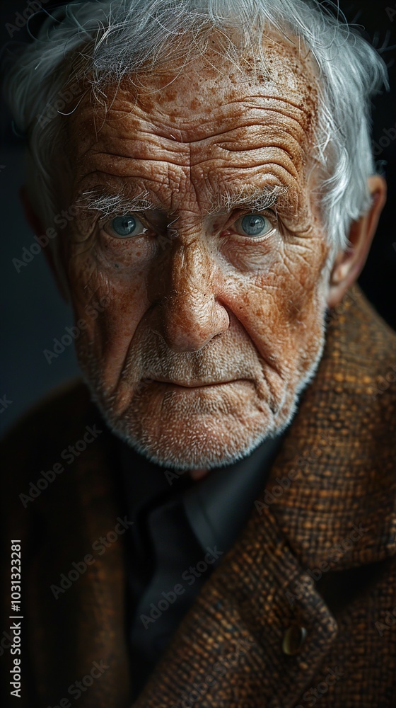 Close-up Portrait of an Elderly Man with Wrinkled Skin and Deep Eyes Close-up Portrait of an Elderly Man with Wrinkled Skin and Deep Eyes