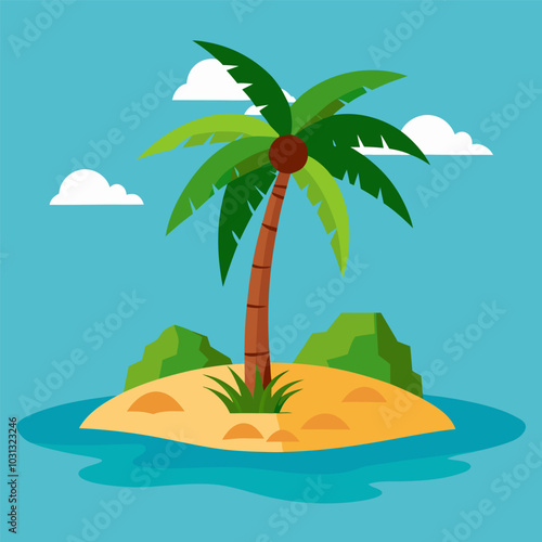 beautifull Topical island with palm trees