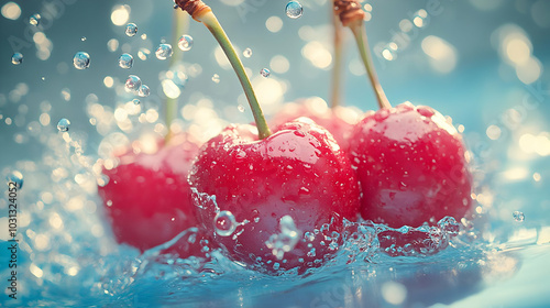 Fresh cherries splashing in...