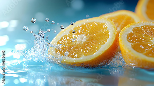 Fresh orange slices splashi...