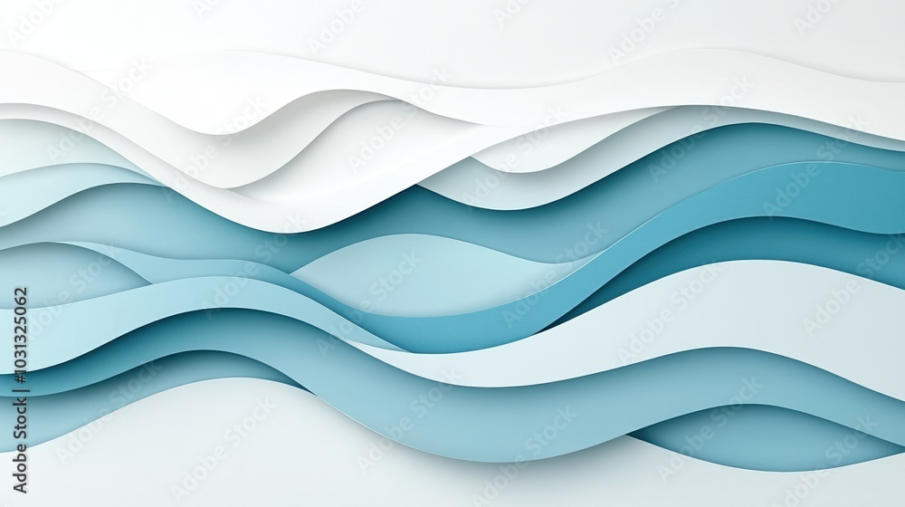 Abstract layered waves in shades of blue on a white isolated background. Abstract layered waves in shades of blue on a white isolated background.