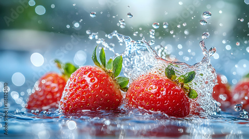 Fresh strawberries splashin...