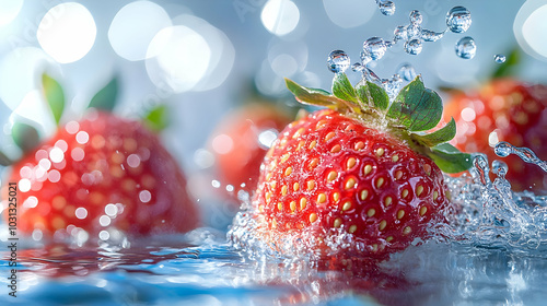 Fresh strawberries splashin...
