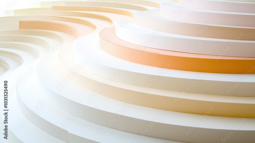 Fototapeta premium Abstract white and orange circular shapes creating a smooth layered design.