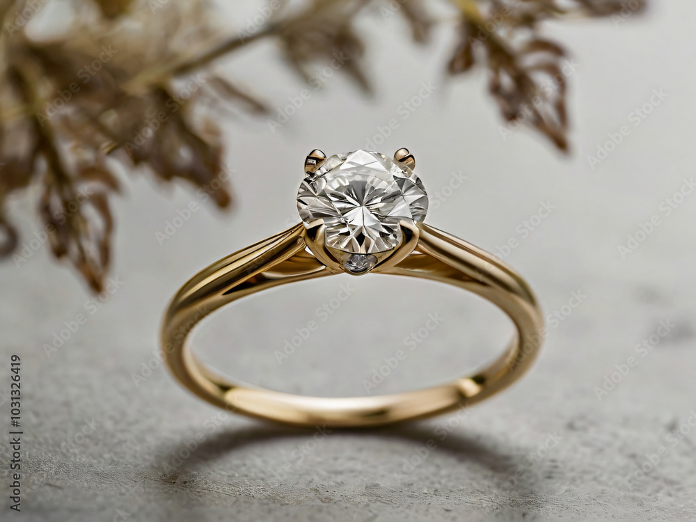 Wedding ring embellished with a brilliant diamond. Wedding ring embellished with a brilliant diamond.
