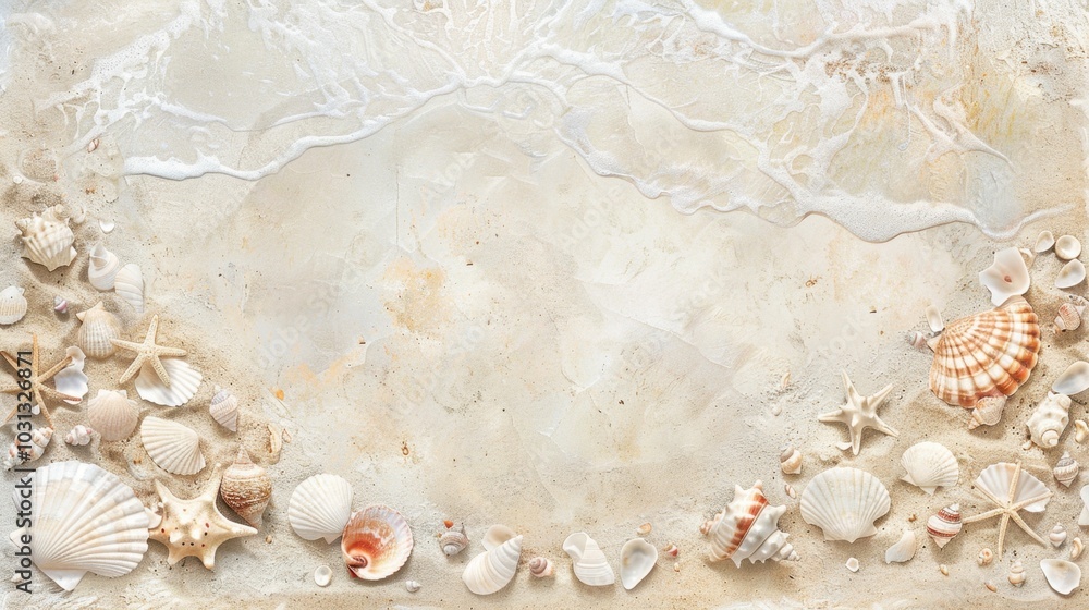 Obraz premium Serene Beach Shells and Starfish Background
