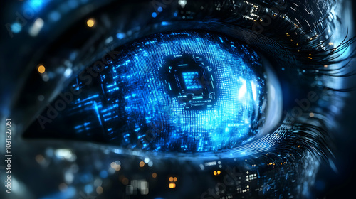 A futuristic eye with digit...